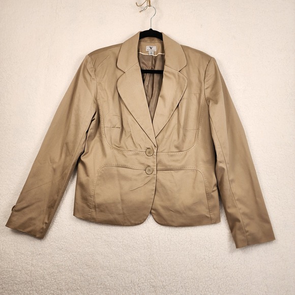 Worthington Jackets & Blazers - Worthington Women's Sz 16 Tan Classic Blazer Two Button Tailored Cotton Blend